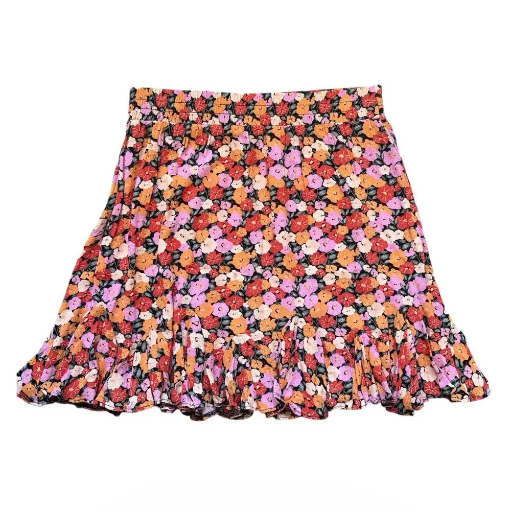 LOFT Floral Skater with a pink and Orange Blooms Size Small - Picture 2 of 6